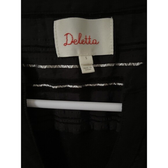 Deletta Women's Sleeveless Tank Top V-Neck Black/Silver Stripes Size Small - Picture 2 of 6